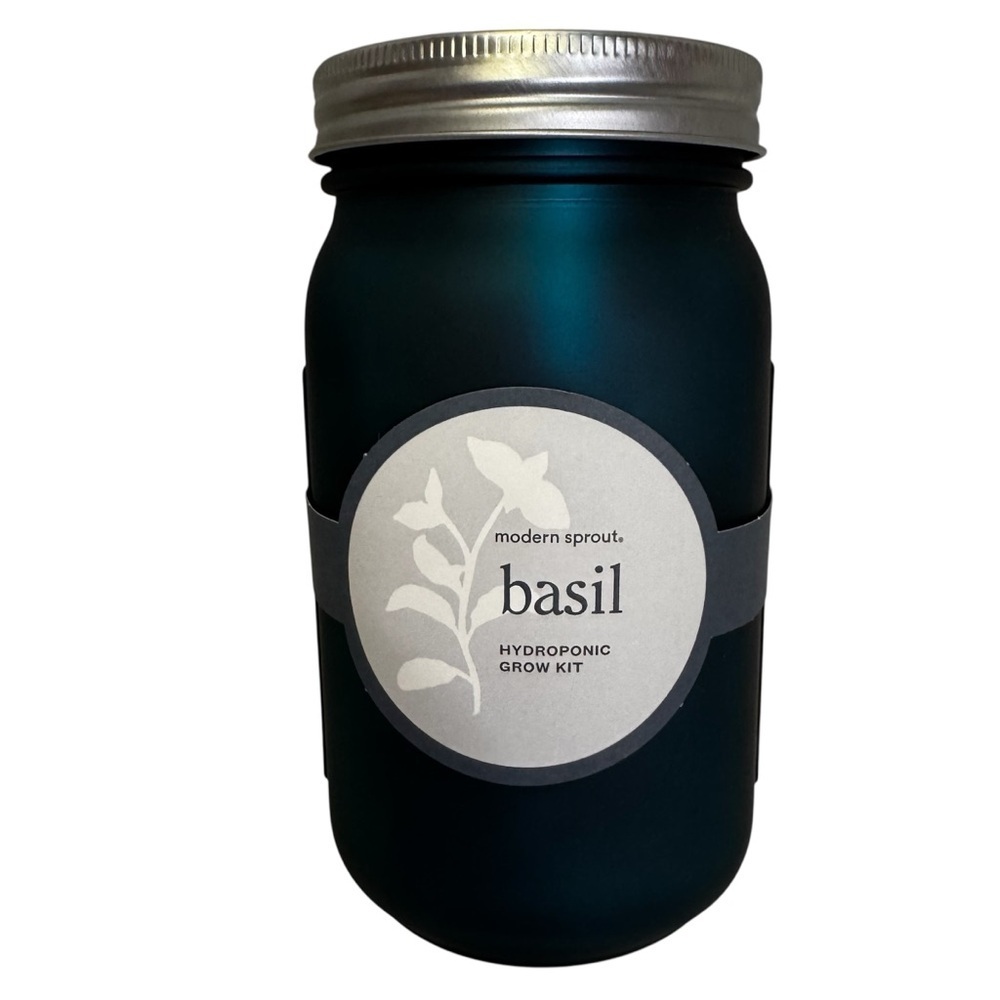 Modern Sprout Basil Hydroponic Grow Kit Dark Green Jar All in One Kit  NEW - Picture 6 of 7